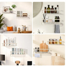 2Pcs White Wooden Floating Wall Shelves Rotten Pattern 40Cm - thumbnail 3