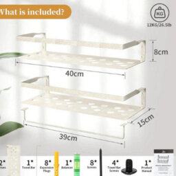 2Pcs White Wooden Floating Wall Shelves Rotten Pattern 40Cm - thumbnail 2