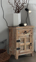 Buttercup Farm Aravali Bedside Table Right (Ara-208-L) - Mango Wood - L33 X W51 X H71 Cm - Distress Finish