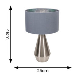 Valuelights Jax Chrome Dimmable Touch Table Lamp With Grey With Chrome Inner Lamp Shade - thumbnail 4