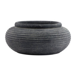 Hill Interiors Amalfi Ribbed Round Planter Grey (19Cm X 41Cm X 41Cm) - thumbnail 2