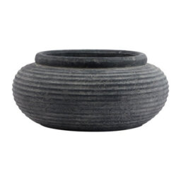 Hill Interiors Amalfi Ribbed Round Planter Grey (19Cm X 41Cm X 41Cm) - thumbnail 1