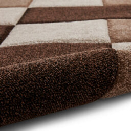 Beige Modern Bordered Chequered Geometric Rug For Dining Room-60Cm X 120Cm - thumbnail 6
