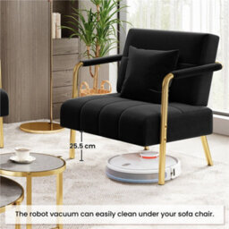 Yaheetech Black 75.5 Cm W Velvet Accent Armchair With Gold Metal Frame - thumbnail 6