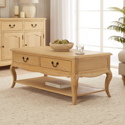 The Furniture Market French Chateau Oak 2 Drawer Coffee Table - image 1