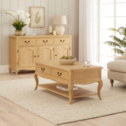 The Furniture Market French Chateau Oak 2 Drawer Coffee Table - thumbnail 8