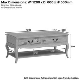 The Furniture Market French Chateau Oak 2 Drawer Coffee Table - thumbnail 9