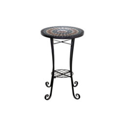 Shatchi Marrakech Mosaic Plant Stand And Side Table Ceramic Tile Top For Indoor And Outdoor Use - thumbnail 1