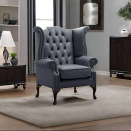 Chesterfield High Back Wing Chair Shelly Knight Leather Bespoke In Queen Anne Style - thumbnail 2