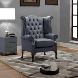 Chesterfield High Back Wing Chair Shelly Knight Leather Bespoke In Queen Anne Style - thumbnail 3