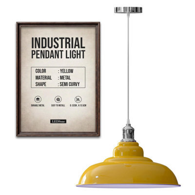 Ledsone Industrial Style Pendant Light Yellow And Chrome Ceiling Light With Shade - image 1