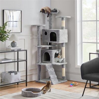 Yaheetech Light Grey 178Cm Multilevel Cat Tree Indoor Plush Cat Tower - image 1