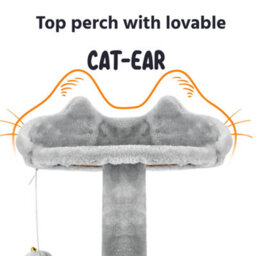 Yaheetech Light Grey 178Cm Multilevel Cat Tree Indoor Plush Cat Tower - thumbnail 6