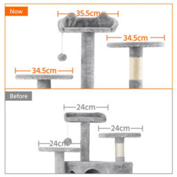 Yaheetech Light Grey 178Cm Multilevel Cat Tree Indoor Plush Cat Tower - thumbnail 4