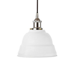 White Lincoln Painted Dome Pendant Light With Nickel Lamp Holder And Black Round Cable - Se Home - thumbnail 1