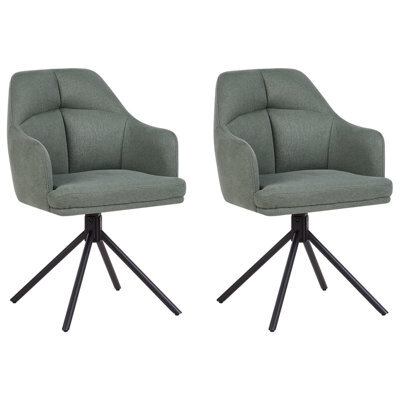Beliani Set Of 2 Dining Chairs Swivel Mira Fabric Green - image 1