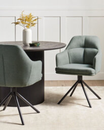 Beliani Set Of 2 Dining Chairs Swivel Mira Fabric Green - thumbnail 2