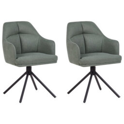 Beliani Set Of 2 Dining Chairs Swivel Mira Fabric Green - thumbnail 1