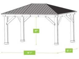 Meridian Gazebo 12Ft X 16Ft (3.7M X 4.9M) With Single Privacy Wall - thumbnail 7