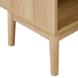 Wyld And Coco Rustic Bedside Table, Light Brown Mdf With Pine Legs, Drawer And Open Shelf, W40 X D35 X H55Cm - thumbnail 7