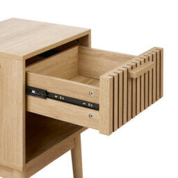 Wyld And Coco Rustic Bedside Table, Light Brown Mdf With Pine Legs, Drawer And Open Shelf, W40 X D35 X H55Cm - thumbnail 6