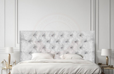 "COOL BED White Crushed Velvet 5Ft - King Size 20"" Chesterfield Headboard" - image 1