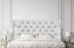 "COOL BED White Crushed Velvet 5Ft - King Size 20"" Chesterfield Headboard" - thumbnail 1