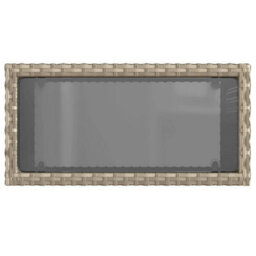Walplus Garden Side Table With Glass Top Light Grey 58X27.5X55 Cm Poly Rattan - thumbnail 8