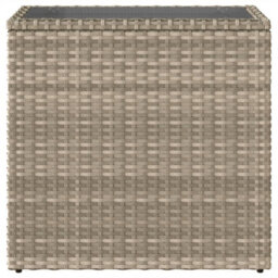 Walplus Garden Side Table With Glass Top Light Grey 58X27.5X55 Cm Poly Rattan - thumbnail 6