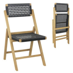 Gainoom 2 Piece Natural Patio Folding Chairs Portable Garden Solid Teak Wood Dining Chairs