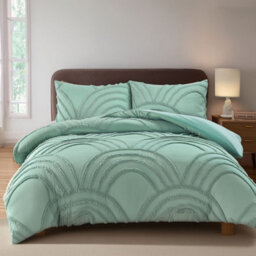 Duvet Cover And Pillowcase Set Tufted Luxury Design Polyester Bed Linen Green