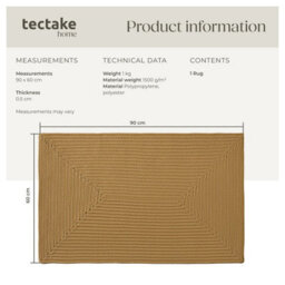 Tectake Rug Raya In Boho Style For Indoor And Outdoor, Durable, Easy-Care Materials 60 X 90 Cm - Brown - thumbnail 6