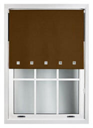 Furnished Blackout Roller Blinds With Square Eyelets And Metal Fittings- Brown Trimmable (W)105Cm (L)210Cm - thumbnail 2