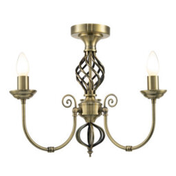 Happy Homewares Traditional Classic Antique Brass Chandelier Ceiling Light With Twisted Knot - thumbnail 2