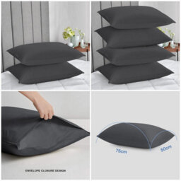 Ameha Bedding Pillowcase-Plain Dyed Charcoal Breathable Envelope Durable Pillow Cover 2 Pair (50 X 75 Cm) Pillow Covers - thumbnail 8