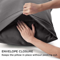 Ameha Bedding Pillowcase-Plain Dyed Charcoal Breathable Envelope Durable Pillow Cover 2 Pair (50 X 75 Cm) Pillow Covers - thumbnail 3