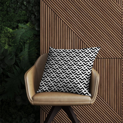 Warren Reed Designer Black And White Abstract Pattern Outdoor Cushion 60Cm X 60Cm