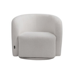 Living And Home White Boucle Upholstered Swivel Tub Chair Armchair Bucket Chair 75 Cm W X 65 Cm D X 74 Cm H - thumbnail 4