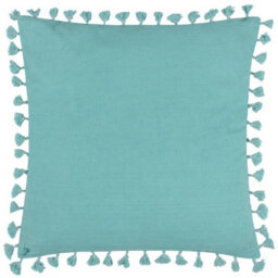 Furn. Chamae Floral Tasselled 100% Cotton Feather Filled Cushion - thumbnail 2