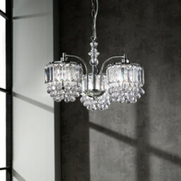 K Living Abraham Flush 3 Light Fitting Acrylic Beaded And Droplet Ceiling Chandelier