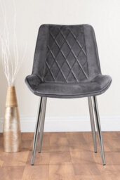 Furniturebox Seattle Scandi Inspired Glass And Black Metal Leg Square Dining Table & 4 Navy Pesaro Velvet Silver Leg Chairs - thumbnail 6