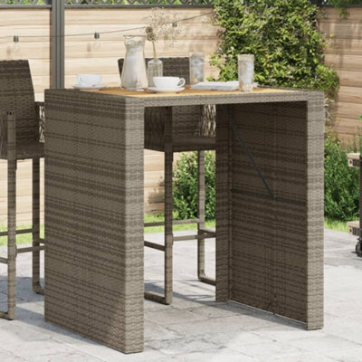 Berkfield Garden Bar Table With Acacia Wood Top Grey 105X80X110 Cm Poly Rattan - image 1