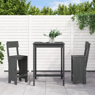 Berkfield 3 Piece Garden Bar Set Grey Solid Wood Pine - image 1