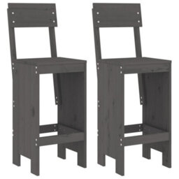 Berkfield 3 Piece Garden Bar Set Grey Solid Wood Pine - thumbnail 3