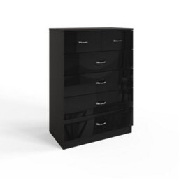 Fwstyle 6 Drawer Chest Of Drawers Black Gloss 4+2 Bedroom Furniture - thumbnail 4