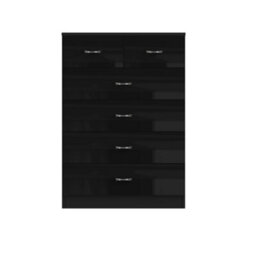 Fwstyle 6 Drawer Chest Of Drawers Black Gloss 4+2 Bedroom Furniture - thumbnail 6