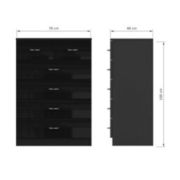 Fwstyle 6 Drawer Chest Of Drawers Black Gloss 4+2 Bedroom Furniture - thumbnail 9