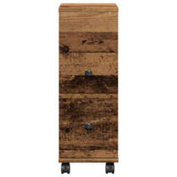 Berkfield Narrow Bathroom Cabinet With Wheels Old Wood Engineered Wood - thumbnail 4