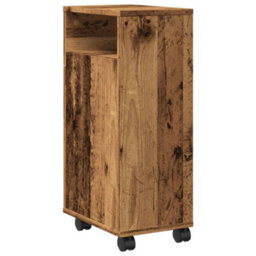Berkfield Narrow Bathroom Cabinet With Wheels Old Wood Engineered Wood - thumbnail 6
