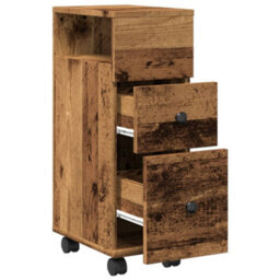 Berkfield Narrow Bathroom Cabinet With Wheels Old Wood Engineered Wood - thumbnail 7